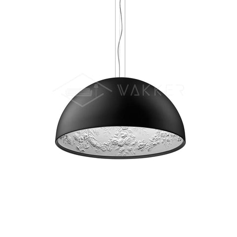 Pendant Light with Dome Shade and Sculpted Floral Interior