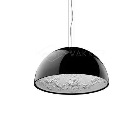 Pendant Light with Dome Shade and Sculpted Floral Interior