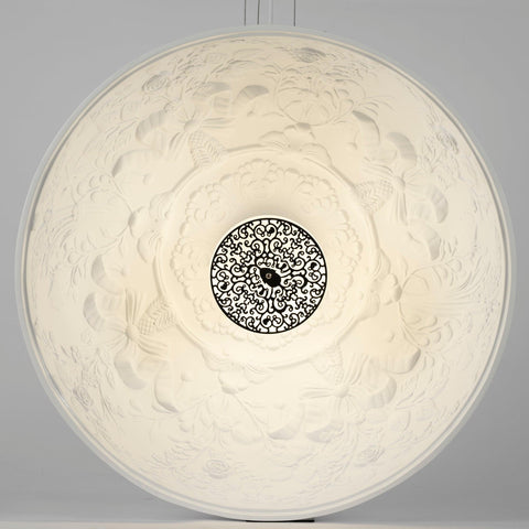 Pendant Light with Dome Shade and Sculpted Floral Interior