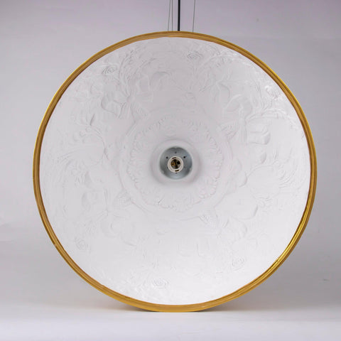 Pendant Light with Dome Shade and Sculpted Floral Interior