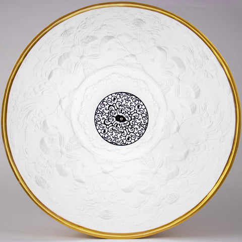 Pendant Light with Dome Shade and Sculpted Floral Interior