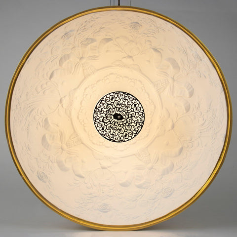 Pendant Light with Dome Shade and Sculpted Floral Interior