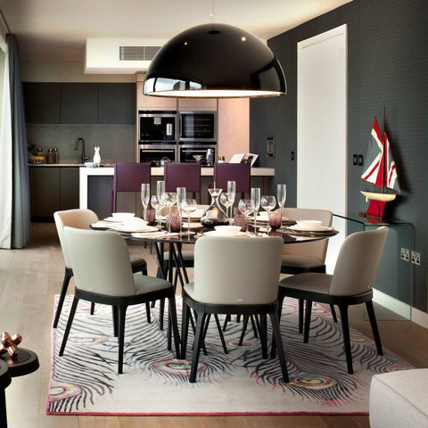 Pendant Light with Dome Shade and Sculpted Floral Interior