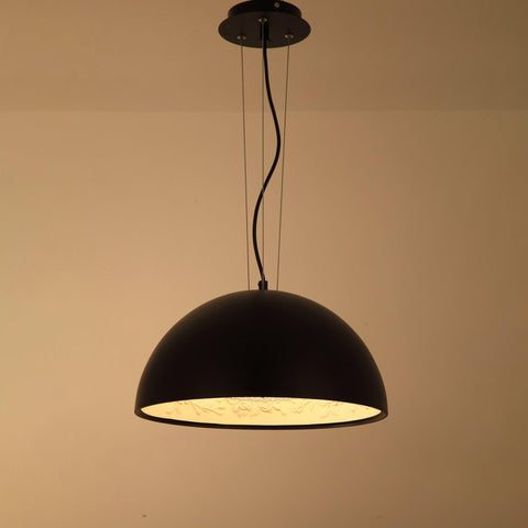 Pendant Light with Dome Shade and Sculpted Floral Interior