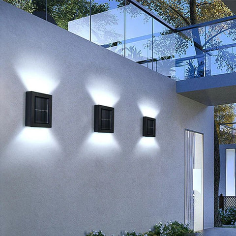 Solar Powered Outdoor Wall Light with Automatic Dusk Sensor and Double Beam Lighting
