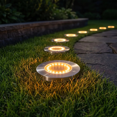 Solar Ground Lights with Multiple LED and Pack Options