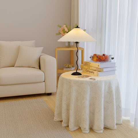 Squiggle Table Lamp with Pleated Shade and Wavy Stem