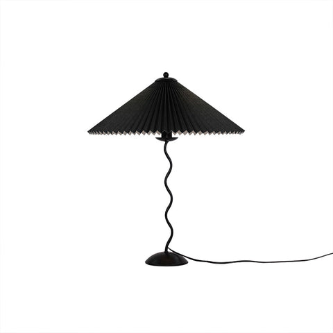 Squiggle Table Lamp with Pleated Shade and Wavy Stem