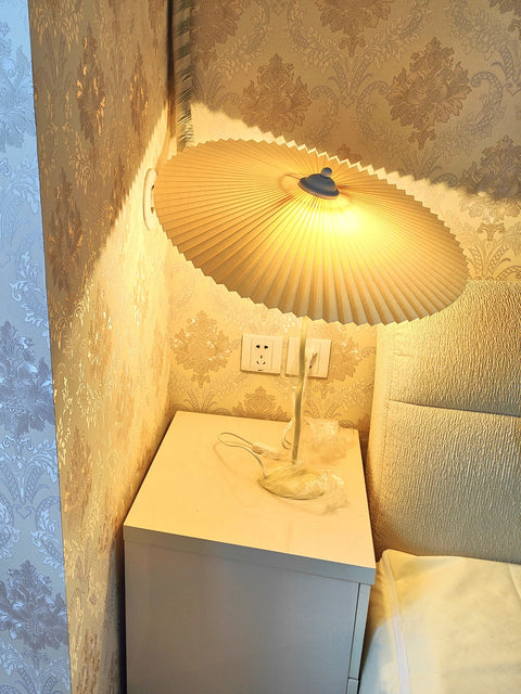 Squiggle Table Lamp with Pleated Shade and Wavy Stem
