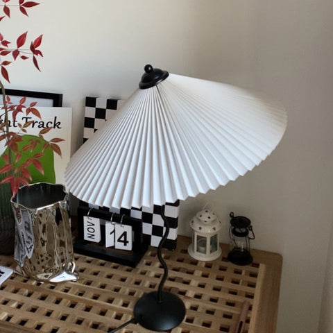 Squiggle Table Lamp with Pleated Shade and Wavy Stem