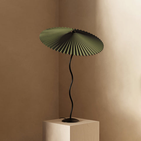 Squiggle Table Lamp with Pleated Shade and Wavy Stem