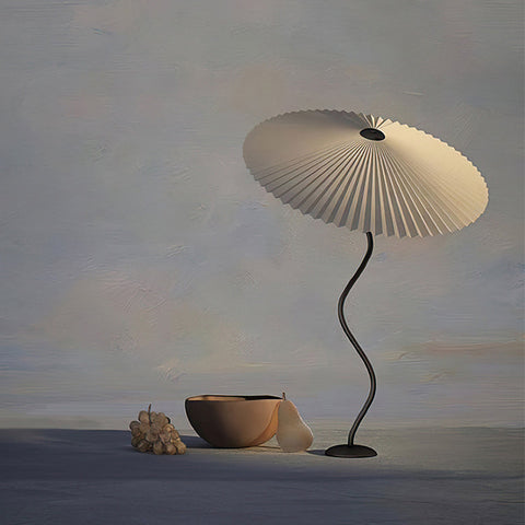 Squiggle Table Lamp with Pleated Shade and Wavy Stem