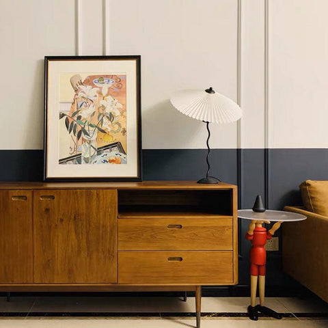 Squiggle Table Lamp with Pleated Shade and Wavy Stem