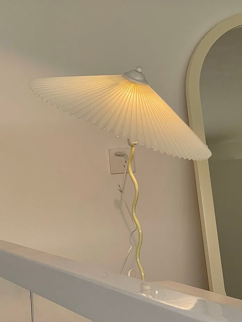 Squiggle Table Lamp with Pleated Shade and Wavy Stem