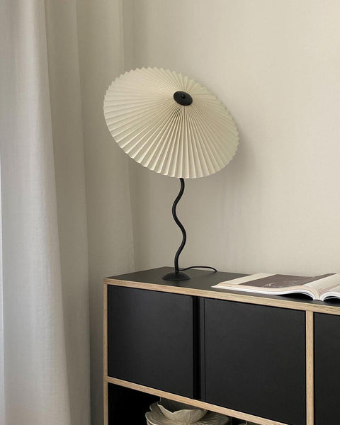Squiggle Table Lamp with Pleated Shade and Wavy Stem