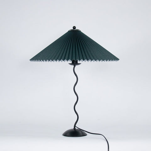 Squiggle Table Lamp with Pleated Shade and Wavy Stem