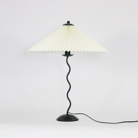 Squiggle Table Lamp with Pleated Shade and Wavy Stem