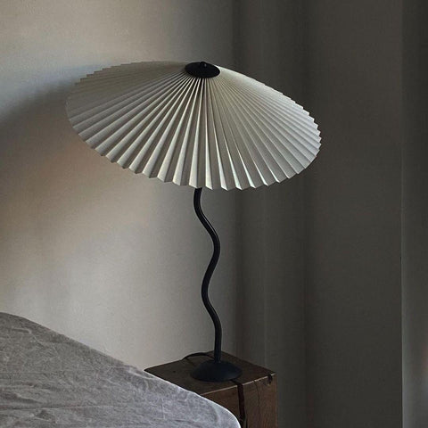 Squiggle Table Lamp with Pleated Shade and Wavy Stem