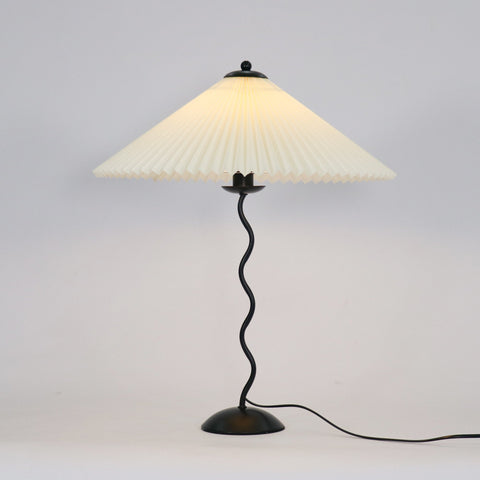 Squiggle Table Lamp with Pleated Shade and Wavy Stem