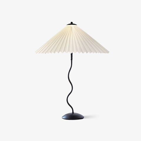 Squiggle Table Lamp with Pleated Shade and Wavy Stem