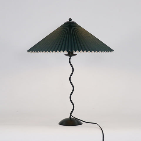 Squiggle Table Lamp with Pleated Shade and Wavy Stem