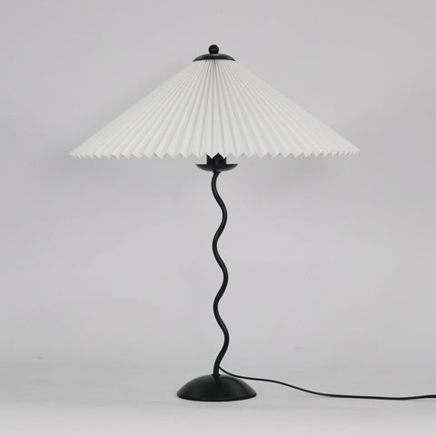 Squiggle Table Lamp with Pleated Shade and Wavy Stem