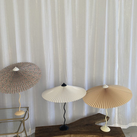 Squiggle Table Lamp with Pleated Shade and Wavy Stem