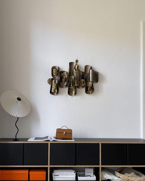 Squiggle Table Lamp with Pleated Shade and Wavy Stem