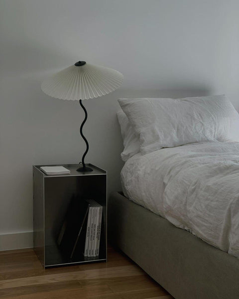 Squiggle Table Lamp with Pleated Shade and Wavy Stem