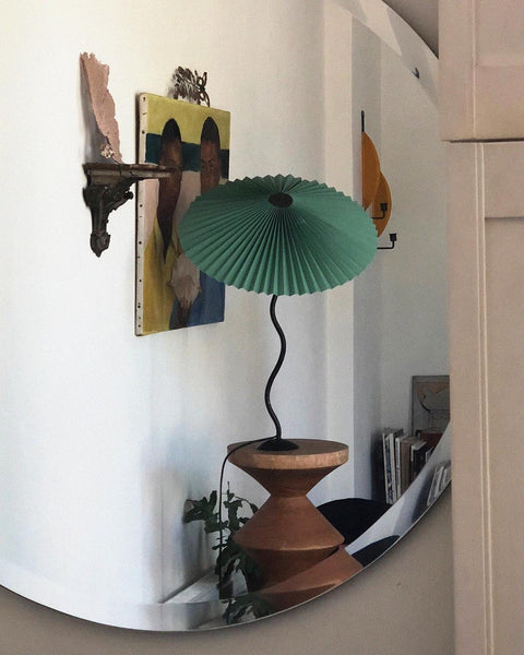 Squiggle Table Lamp with Pleated Shade and Wavy Stem