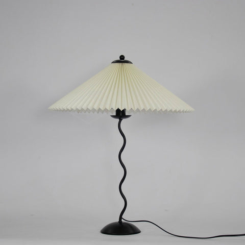 Squiggle Table Lamp with Pleated Shade and Wavy Stem