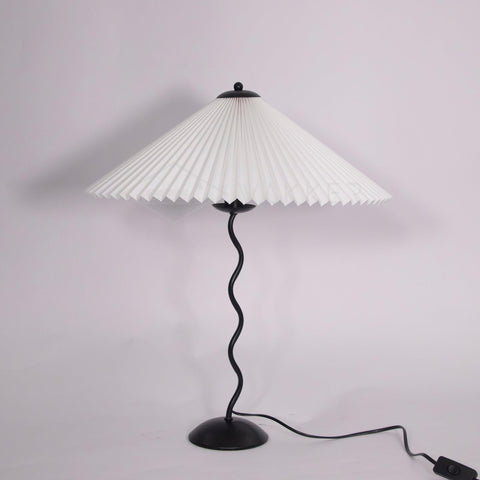 Squiggle Table Lamp with Pleated Shade and Wavy Stem