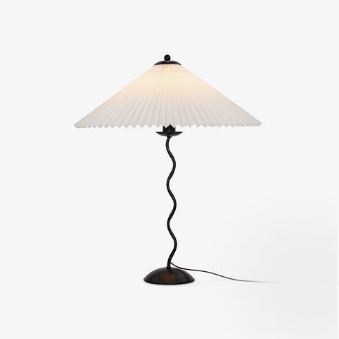 Squiggle Table Lamp with Pleated Shade and Wavy Stem
