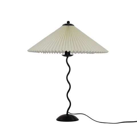 Squiggle Table Lamp with Pleated Shade and Wavy Stem