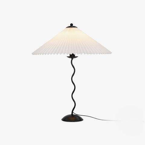 Squiggle Table Lamp with Pleated Shade and Wavy Stem