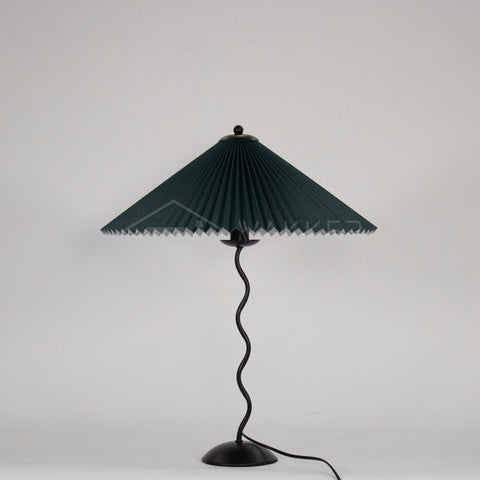 Squiggle Table Lamp with Pleated Shade and Wavy Stem