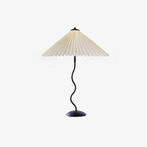 Squiggle Table Lamp with Pleated Shade and Wavy Stem