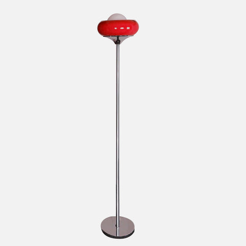 Table or Floor Lamp with Glass Shade and Retro Polished Chrome Base