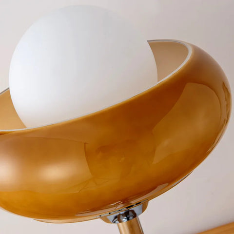 Table or Floor Lamp with Glass Shade and Retro Polished Chrome Base