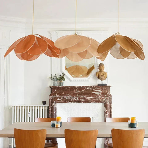 Flower Petal Pendant Light with Woven Fabric Shade for Modern Interiors