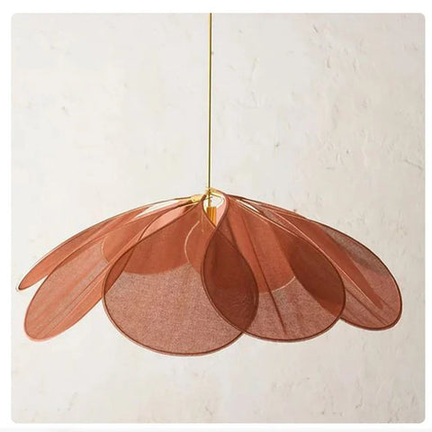 Flower Petal Pendant Light with Woven Fabric Shade for Modern Interiors