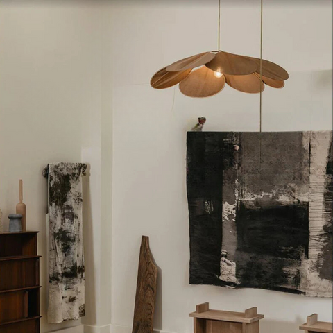 Flower Petal Pendant Light with Woven Fabric Shade for Modern Interiors