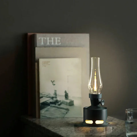 LED Lantern with Rechargeable Battery and Dimmable Oil Lamp Design