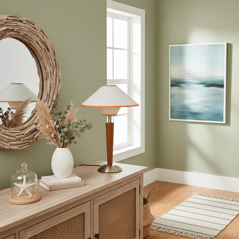 Talonwood Table Lamp with Wood Base and Fabric Shade