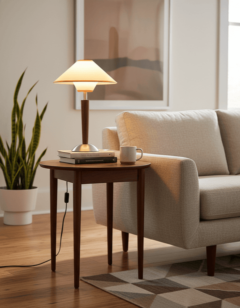 Talonwood Table Lamp with Wood Base and Fabric Shade