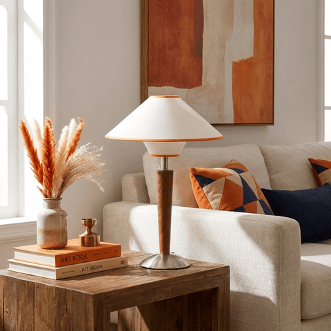 Talonwood Table Lamp with Wood Base and Fabric Shade
