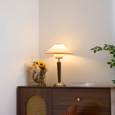Talonwood Table Lamp with Wood Base and Fabric Shade