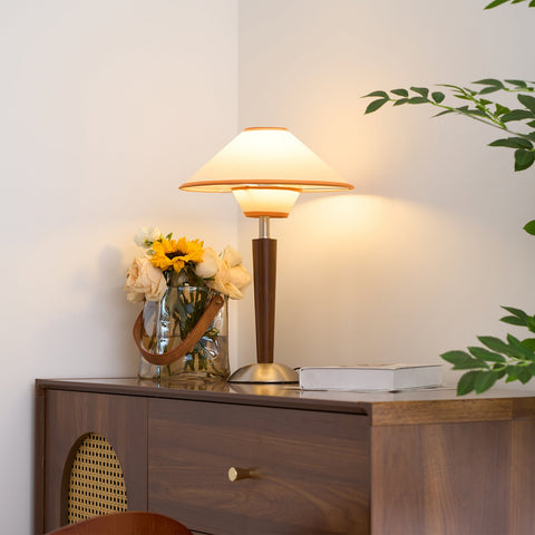Talonwood Table Lamp with Wood Base and Fabric Shade