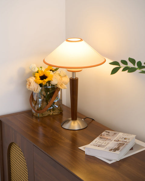 Talonwood Table Lamp with Wood Base and Fabric Shade