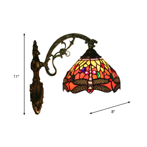 Tiffany Dragonfly Glass Shade Wall Lamp